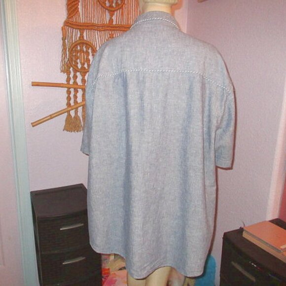 Y2K Vtg Enyce Linen Blend Shirt Mens 4XL Button Up Short Sleeves Camp Logo 90s - Picture 9 of 12